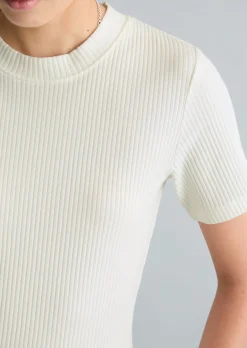 Ripp-Jersey-T-Shirt slim aus elastischem Bio-Baumwolle-Mix