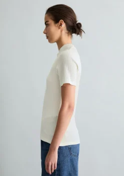 Ripp-Jersey-T-Shirt slim aus elastischem Bio-Baumwolle-Mix