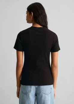 Ripp-Jersey-T-Shirt slim aus elastischem Bio-Baumwolle-Mix