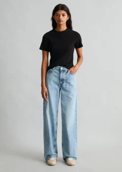 Ripp-Jersey-T-Shirt slim aus elastischem Bio-Baumwolle-Mix