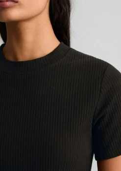 Ripp-Jersey-T-Shirt slim aus elastischem Bio-Baumwolle-Mix
