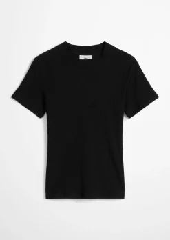 Ripp-Jersey-T-Shirt slim aus elastischem Bio-Baumwolle-Mix
