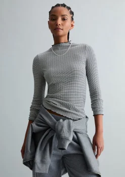 Ripp-Longsleeve slim aus Bio-Baumwoll-Mix