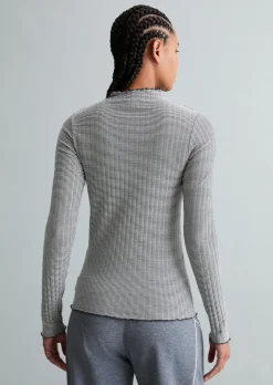 Ripp-Longsleeve slim aus Bio-Baumwoll-Mix