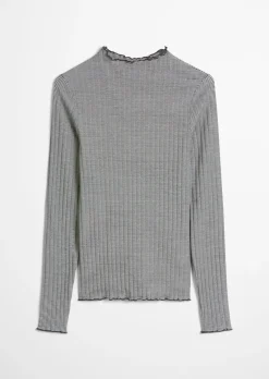 Ripp-Longsleeve slim aus Bio-Baumwoll-Mix