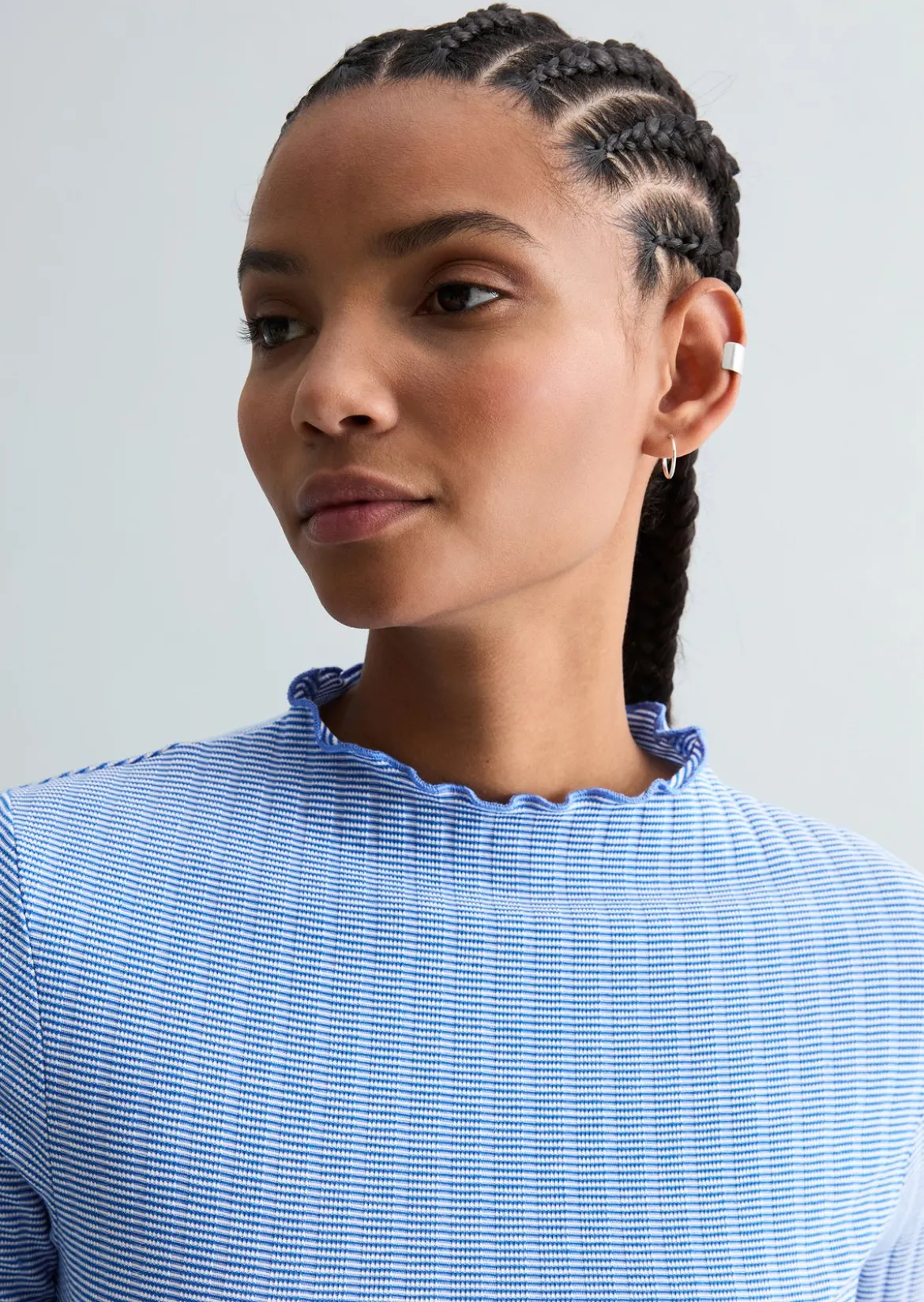 Ripp-Longsleeve slim aus Bio-Baumwoll-Mix