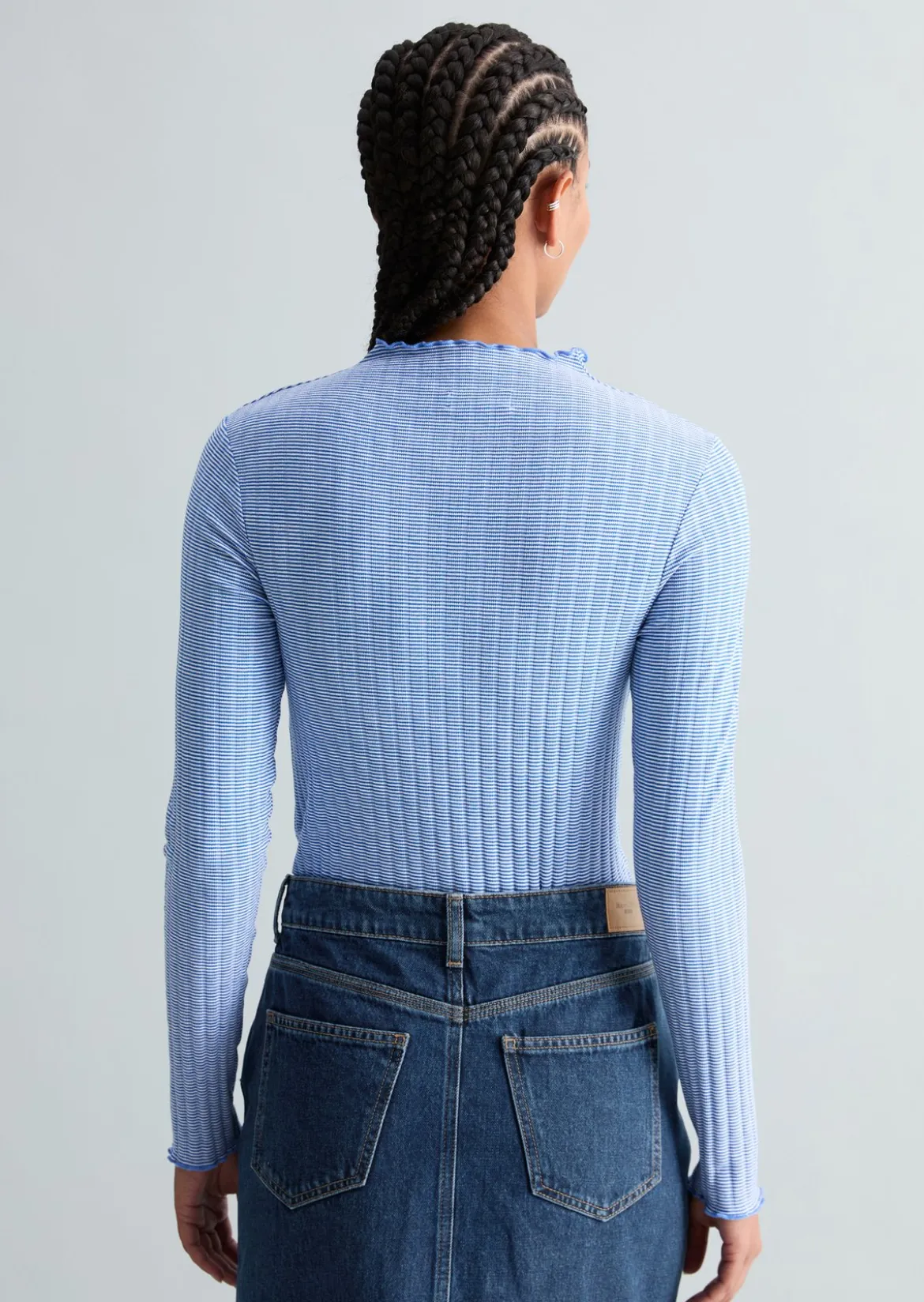 Ripp-Longsleeve slim aus Bio-Baumwoll-Mix