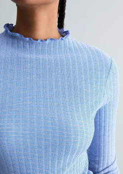 Ripp-Longsleeve slim aus Bio-Baumwoll-Mix