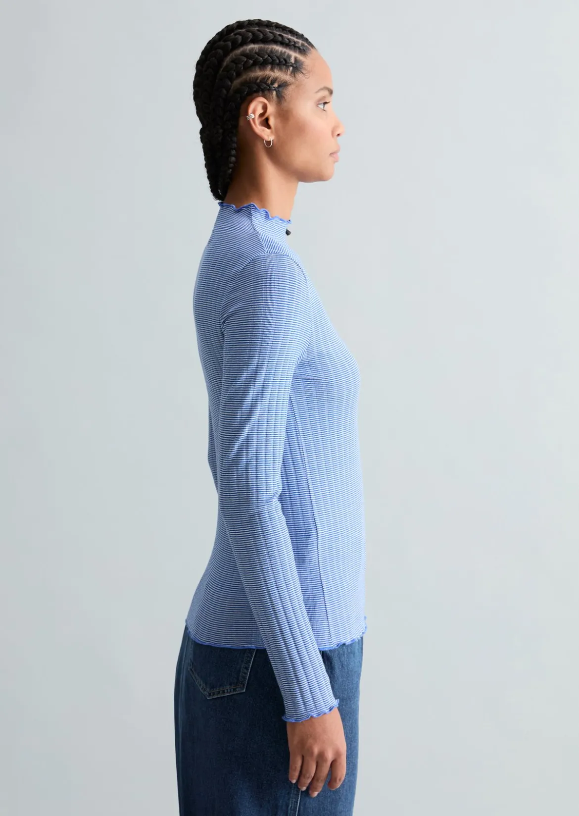 Ripp-Longsleeve slim aus Bio-Baumwoll-Mix