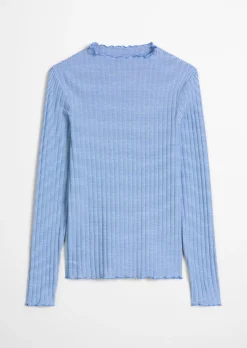 Ripp-Longsleeve slim aus Bio-Baumwoll-Mix