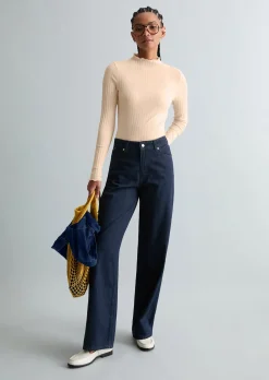 Ripp-Longsleeve slim aus Bio-Baumwoll-Mix
