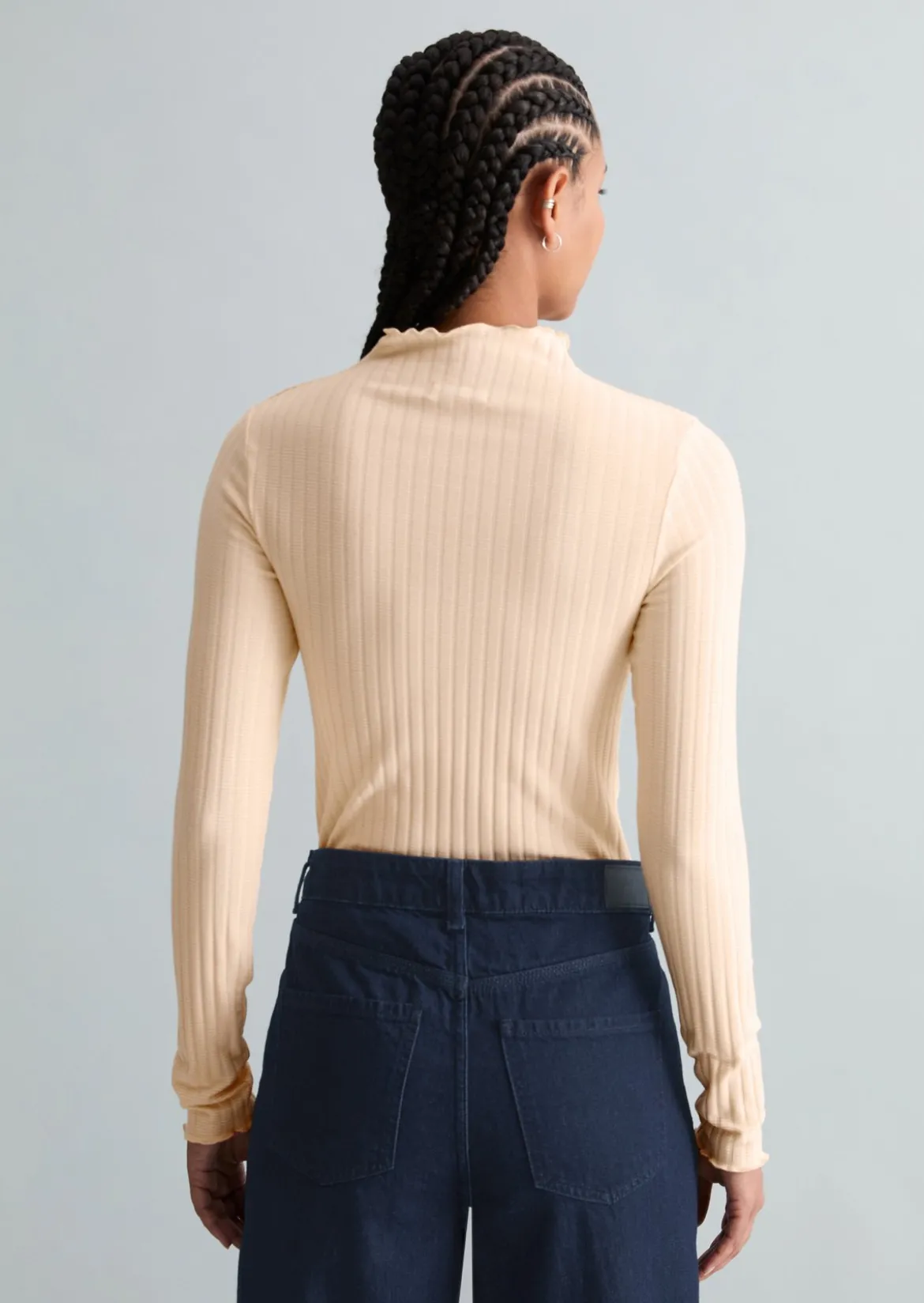 Ripp-Longsleeve slim aus Bio-Baumwoll-Mix