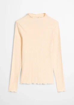 Ripp-Longsleeve slim aus Bio-Baumwoll-Mix
