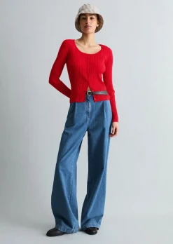 Rippstrick-Cardigan slim aus LENZING™ ECOVERO™
