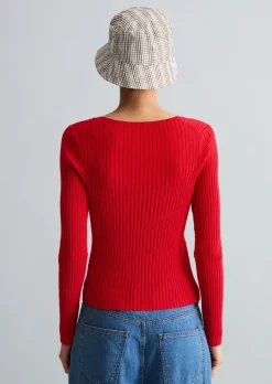 Rippstrick-Cardigan slim aus LENZING™ ECOVERO™