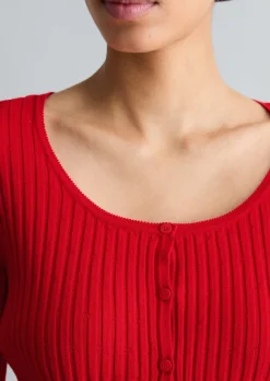 Rippstrick-Cardigan slim aus LENZING™ ECOVERO™