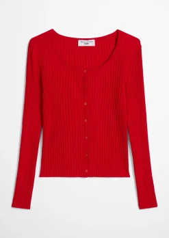 Rippstrick-Cardigan slim aus LENZING™ ECOVERO™
