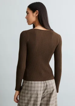 Rippstrick-Cardigan slim aus LENZING™ ECOVERO™
