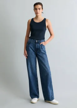Ripp-Tanktop slim aus Bio-Baumwoll-Stretchjersey