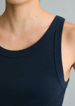 Ripp-Tanktop slim aus Bio-Baumwoll-Stretchjersey