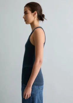 Ripp-Tanktop slim aus Bio-Baumwoll-Stretchjersey
