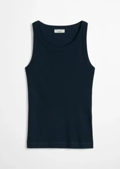 Ripp-Tanktop slim aus Bio-Baumwoll-Stretchjersey