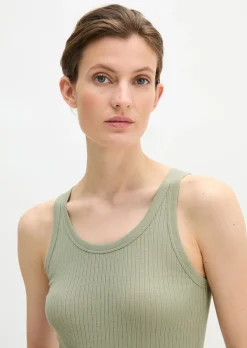 Ripp-Tanktop slim aus Bio-Baumwoll-Modal-Jersey