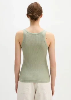 Ripp-Tanktop slim aus Bio-Baumwoll-Modal-Jersey