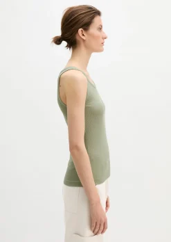 Ripp-Tanktop slim aus Bio-Baumwoll-Modal-Jersey
