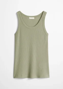 Ripp-Tanktop slim aus Bio-Baumwoll-Modal-Jersey