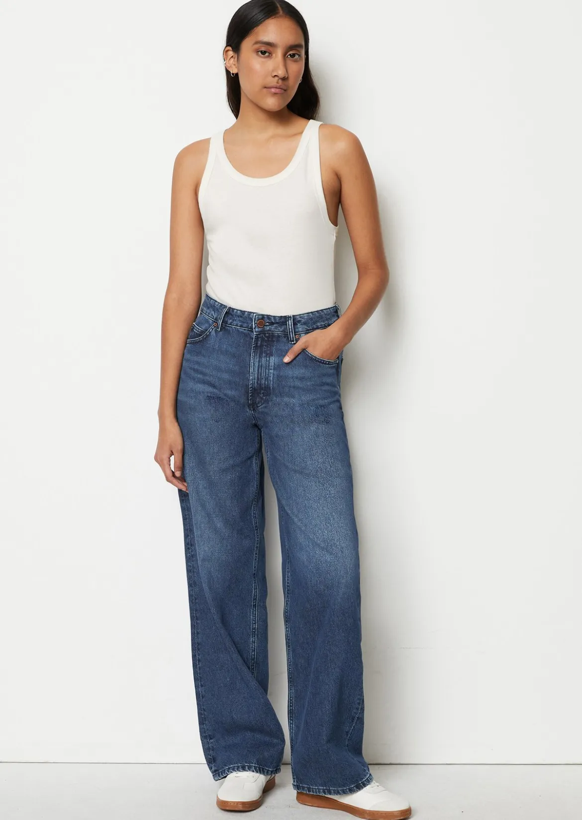 Ripp-Tanktop slim aus Bio-Baumwoll-Stretchjersey