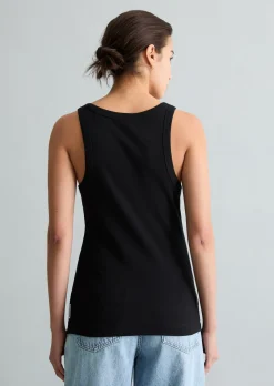 Ripp-Tanktop slim aus Bio-Baumwoll-Stretchjersey