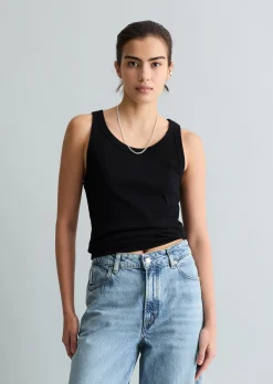 Ripp-Tanktop slim aus Bio-Baumwoll-Stretchjersey
