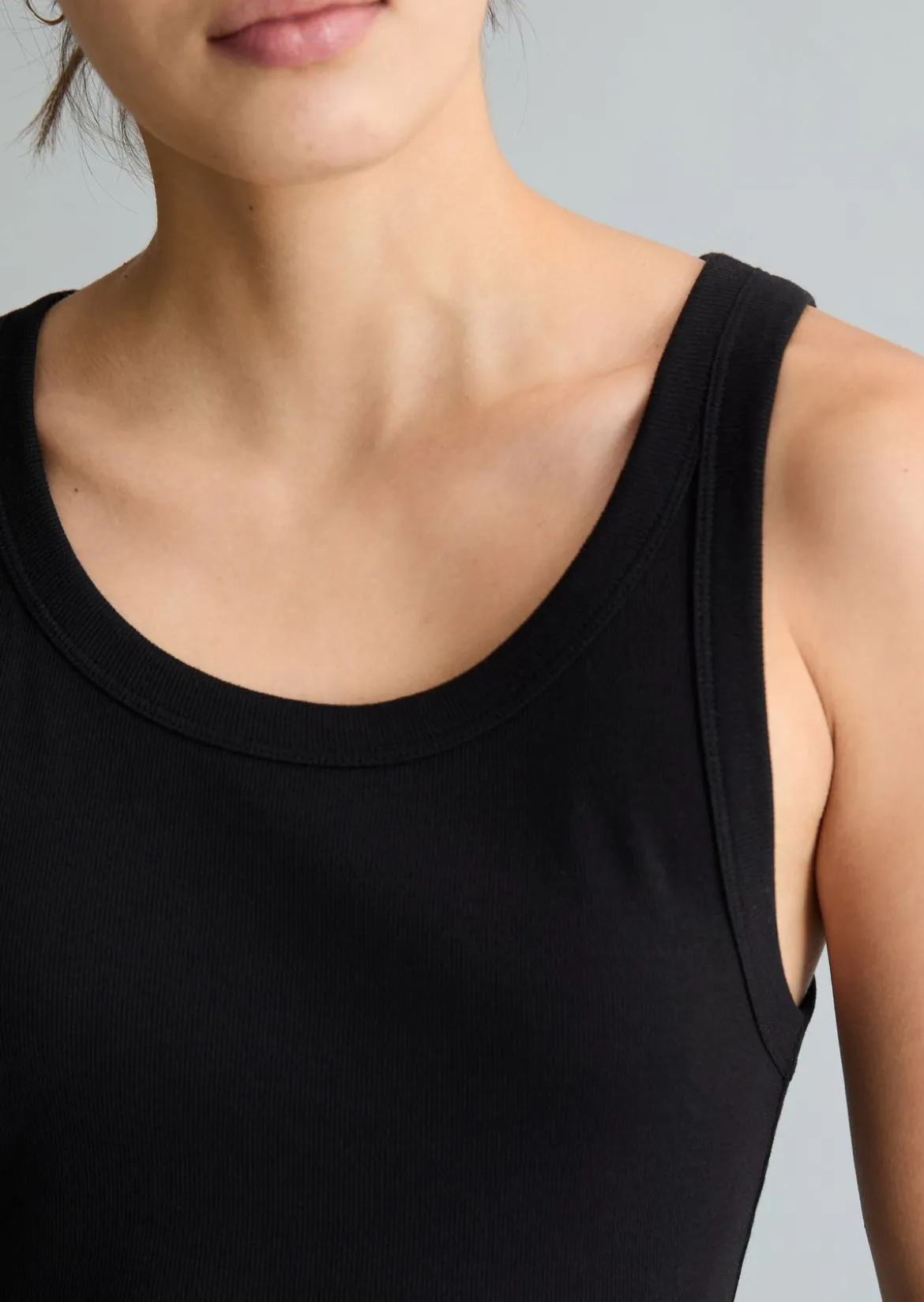 Ripp-Tanktop slim aus Bio-Baumwoll-Stretchjersey