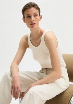 Ripp-Tanktop slim aus Bio-Baumwoll-Modal-Jersey
