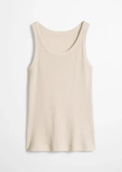 Ripp-Tanktop slim aus Bio-Baumwoll-Modal-Jersey