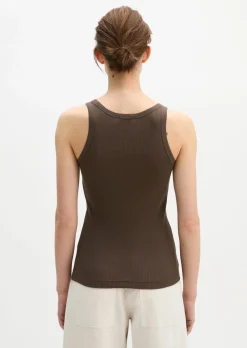 Ripp-Tanktop slim aus Bio-Baumwoll-Modal-Jersey