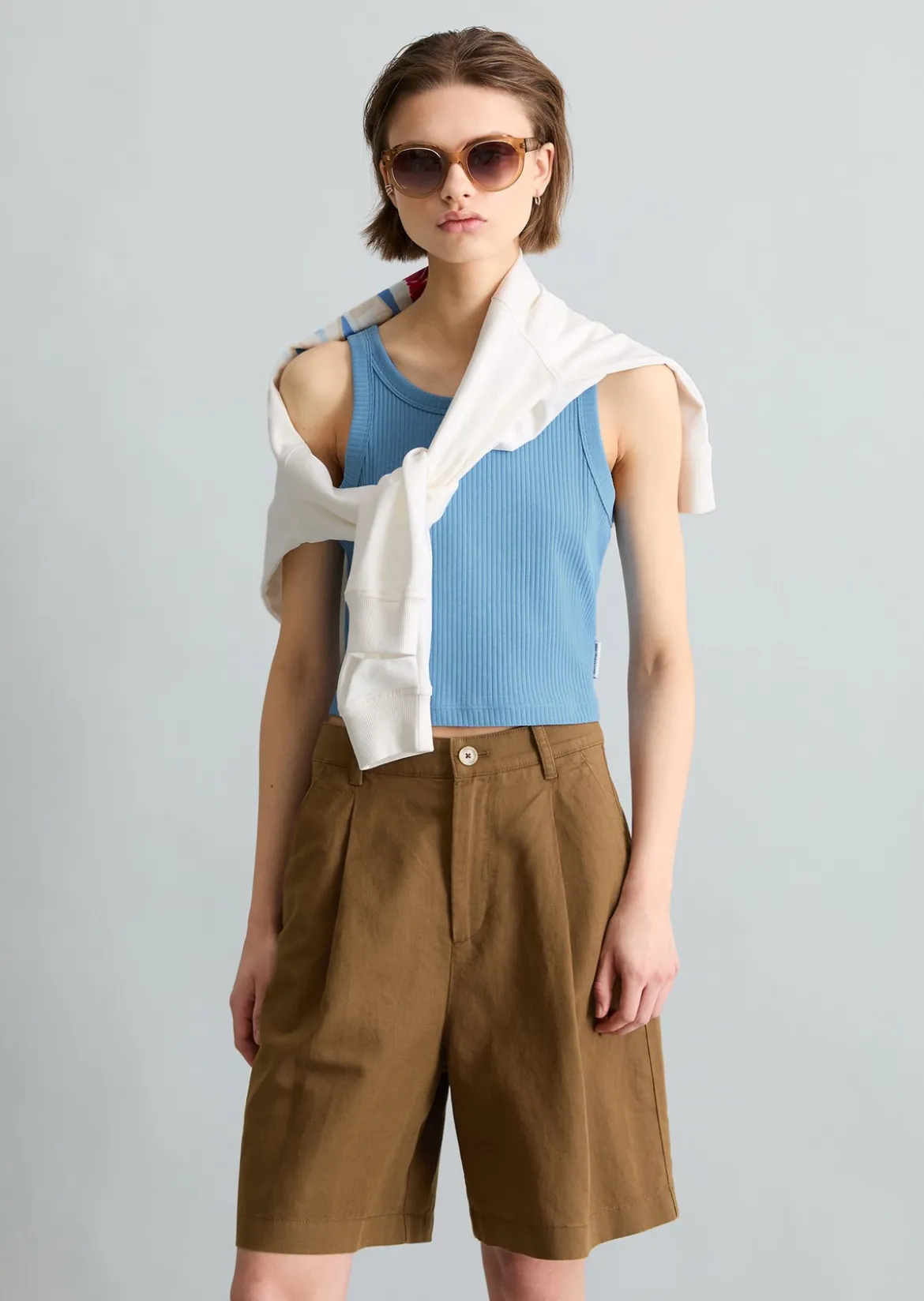 Ripp-Top slim cropped aus Stretch-Jersey