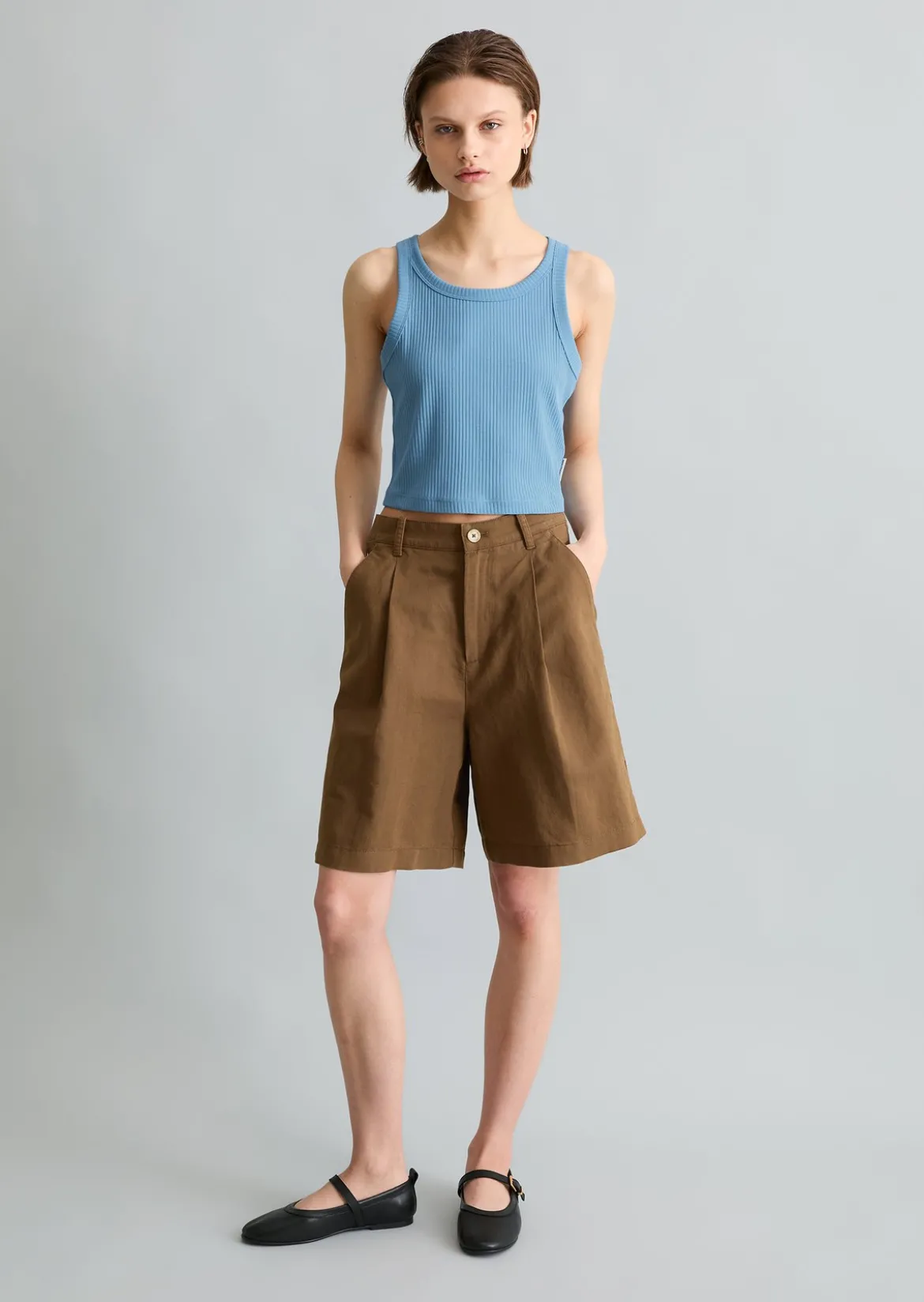 Ripp-Top slim cropped aus Stretch-Jersey