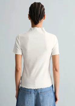Ripp-T-Shirt slim aus Organic Cotton-Stretch-Jersey
