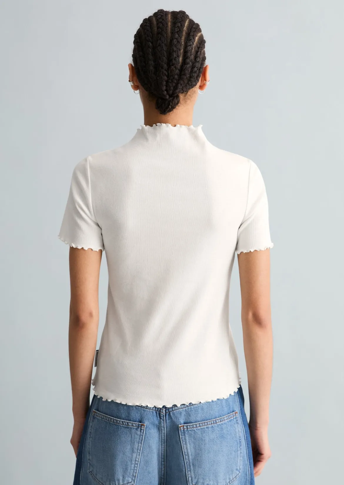 Ripp-T-Shirt slim aus Organic Cotton-Stretch-Jersey