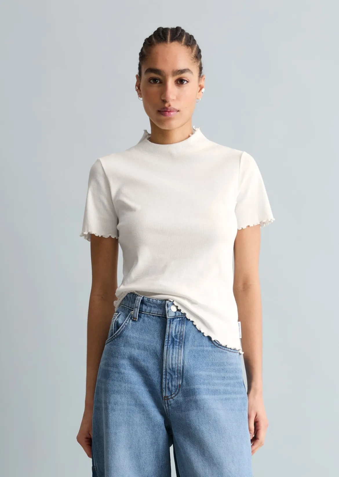 Ripp-T-Shirt slim aus Organic Cotton-Stretch-Jersey