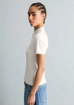 Ripp-T-Shirt slim aus Organic Cotton-Stretch-Jersey
