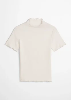 Ripp-T-Shirt slim aus Organic Cotton-Stretch-Jersey