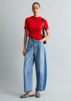 Ripp-T-Shirt slim aus Organic Cotton-Stretch-Jersey
