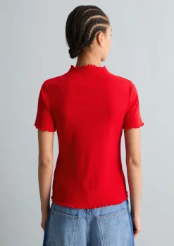 Ripp-T-Shirt slim aus Organic Cotton-Stretch-Jersey