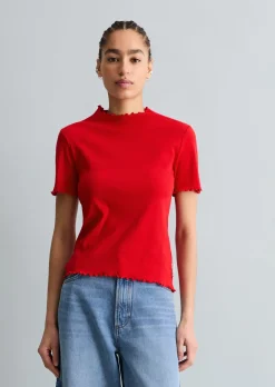Ripp-T-Shirt slim aus Organic Cotton-Stretch-Jersey