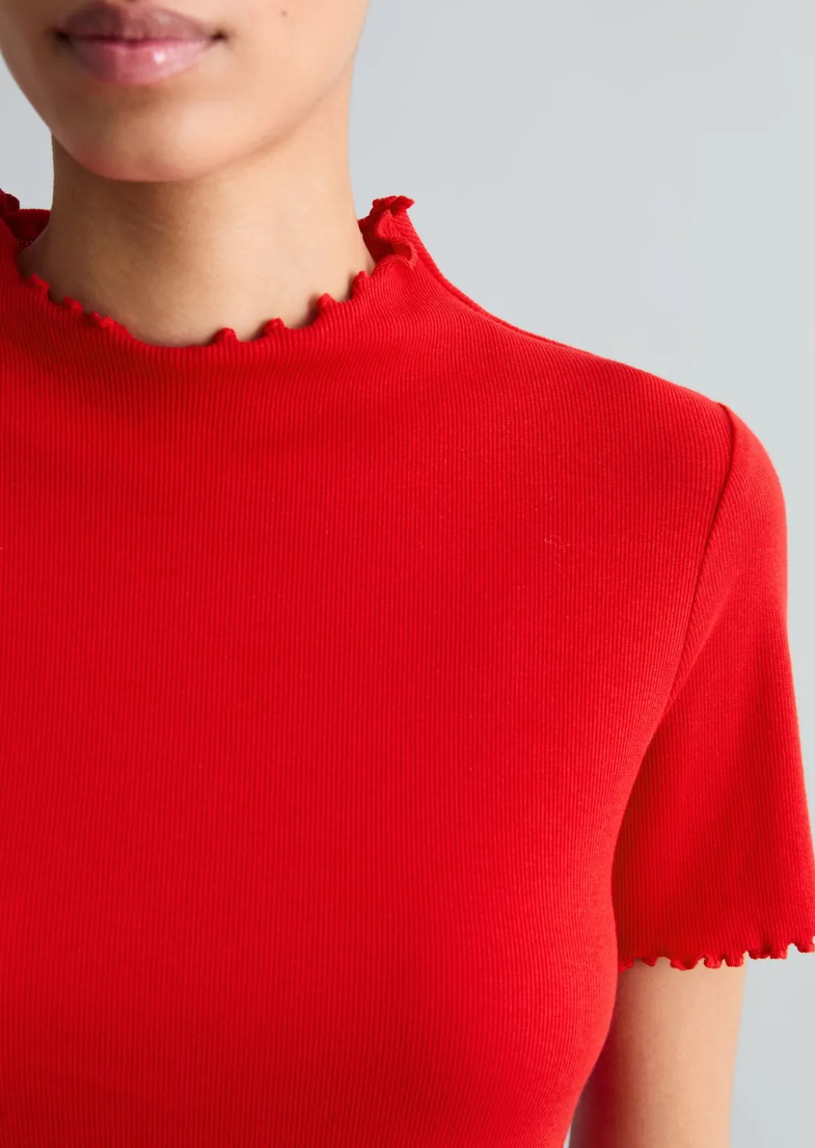 Ripp-T-Shirt slim aus Organic Cotton-Stretch-Jersey