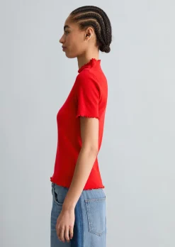 Ripp-T-Shirt slim aus Organic Cotton-Stretch-Jersey