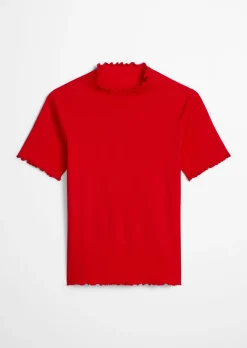 Ripp-T-Shirt slim aus Organic Cotton-Stretch-Jersey